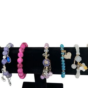 Choose One - Colorful Glass Beaded Bracelets with crystals charms